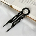 U-shaped hair pin in black and white marble acetate finish for bun hairstyles - Black and Gray