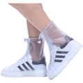 Wasserdichte PVC Überschuhe mit verstellbarem Kordelzug und rutschfester dicker Sohle - Größe XXXL (45-46) / Weiß