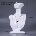 Large white matte resin portrait bust display stand for necklaces and earrings, 34x18cm - Large Front Portrait / White
