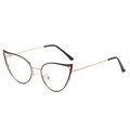 Montatura cat-eye in metallo dorato con accenti rosso scuro e lenti trasparenti - Marrone Oro C2