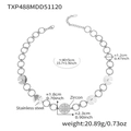 Collar geométrico de acero plateado con círculos de circón y medidas detalladas - 40+5cm / Collar Color Acero (TXP488)