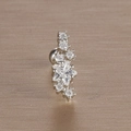 Macro shot of silver leaf-shaped ear stud with white zircon on metallic background - 6# Star Shape / Silver