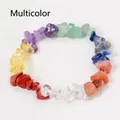 Colorful natural gemstone chip bracelet featuring amethyst and mixed crystals on elastic - Crystal