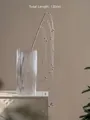 120CM silver beaded artificial branch decoration in a textured glass vase - Waterfall Branch B - Silver Stem Silver Beads / 120cm