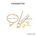 Vista de parámetros del conjunto de collar y pulsera de corazón de acero inoxidable - Dorado
