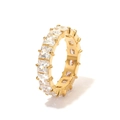 Eleganter Gold-Eternity-Ring mit quadratischen klaren Zirkoniasteinen in Krappenfassung - US 6 / Gold-Weiher Zirkonia