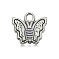 Silver butterfly pendant with embossed details and vintage finish for DIY jewelry making - 17318-11x10mm-0.7g Antique Silver Butterfly