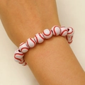 Adjustable woven baseball bead bracelet with red and white sports theme for athletes - Beaded Baseball Bracelet (WG-1387)