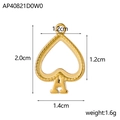 Golden stainless steel spade heart pendant with letter A engraving and size guide - Gold Ace of Spades