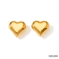 Minimalist heart stud earrings in golden finish with high-gloss polished metallic shine - Small Gold Style (KDE1004)