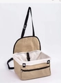 Breathable khaki pet car booster seat with soft fleece lining and adjustable straps - With Zipper / Beige