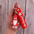 Christmas Santa PVC keychain with red silicone wristband and golden metal lobster clasp - Santa Claus-13