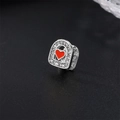 Charm arco in argento con cuore rosso e zirconi per bracciali fai-da-te - Cuore Smaltato / Argento