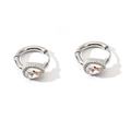 Boucles d'oreilles cœur argentées avec créoles rondes et pendentifs en cristal goutte - Argent Pierre Transparente