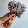 Handmade crystal money tree with copper wire and grey-blue natural stone beads - Labradorite