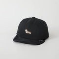 Detail of a black cotton kids baseball cap with cute dachshund embroidery and woven side label - 50cm (1-3 Years) / Black