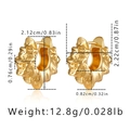 Macro detail of 18K gold plated chunky irregular textured hoop earrings with dimensions - Gold Lava Rippled Irregular Hoop (KE1229)