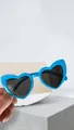 Fashion heart shaped sunglasses with bright blue frames and black tinted lenses - Blue Frame Gray Lens