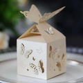 Detaillierte lasergeschnittene Schmetterling-Geschenkbox aus champagnerfarbenem Perlpapier - Schmuck Cremestern