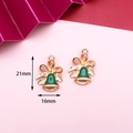 Christmas green enamel bell pendants with holly leaf and gold alloy finish 21mm - 23# Bell