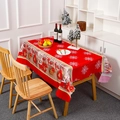 Nappe de Noël rouge festive avec flocons de neige blancs et motifs d'arbres. - Flocon de Neige Rouge (Style 2)