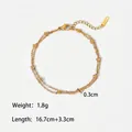 Double-layered golden stainless steel beaded chain bracelet with adjustable clasp - Gold Double Layer Round Bead Style (JDB201236)
