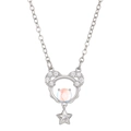 Collana con ciondolo a topo in argento con perla opale e charm a stella lucente - Ariete (K-1478)
