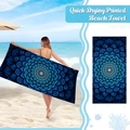 Quick drying microfiber beach towel featuring blue and black mandala digital print patterns - 150*75cm-250g / Blue & Black Mandala