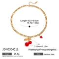 Golden stainless steel cherry and strawberry pendant necklace with 40+5cm chain - Cherry Pendant Style(JDN0304012) / Gold