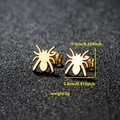 Minimalist 18K gold plated stainless steel spider stud earrings for women with dimensions - 054 Spider Gold