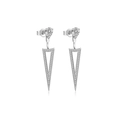 S925 sterling silver geometric triangle drop earrings with sparkling clear zircon stones - 1 Pair / Silver Color White Stone