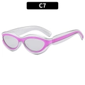 Occhiali da sole cyberpunk Y2K argento con dettagli rosa e lenti grigie stile C7 - Montatura Argento Viola Lenti a Specchio Argento
