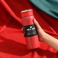 Premium rode 304 roestvrijstalen vacuümgeïsoleerde sportwaterfles in de hand - 500ml / Slim Rood (LED-deksel)