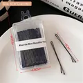 Set of 6cm black metal bobby pins in a stylish storage box with cute rabbit motif - 2# Straight Steel Clips 40Pcs