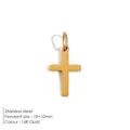 Ciondolo a croce minimalista in acciaio inossidabile placcato oro 14K 18x10mm - Stile Liscio Minimalista (YP2877)