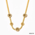 Collar de cadena de serpiente dorada en acero inoxidable con cinco dijes de árbol vida - Collar de Cadena de Serpiente Árbol de la Vida (KDD279) / Dorado