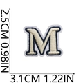 Detailed view of beige and navy embroidered letter M patch with size measurements - M (Beige)