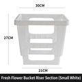 Small white plastic flower bucket base measuring 30x27cm for floral arrangements - Auction House Flower Bucket With Heightened Section (small White); Flower Growing Bucket