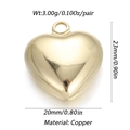 Golden heart pendant dimensions 23mm by 20mm made of copper material for jewelry - Ysn024-5 / 18K Gold