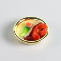 Miniature yin-yang hot pot pendant with golden frame and realistic resin food details - Squid Tentacles Hot Pot / No Buckle