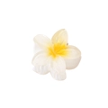 Elegant white and yellow plumeria flower hair claw clip with a glossy resin finish - White
