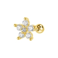 Elegante orecchino a fiore in oro con zirconi e chiusura a sfera con vite di sicurezza - 8# Fiore a 5 Petali / Oro