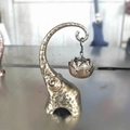 Antieke bronzen olifant wierookbrander met hangende lotuskom en gelukssymbool - Brons