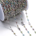 Macro shot of 4.5mm colorful crystal rhinestone chain on spool for DIY jewelry crafts - 1 Meter/Pack / White K Style 03 (Round)