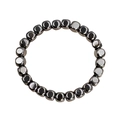 Minimalist men's hematite beaded bracelet with dark grey cubic stones on white background - 8MM Rounded Square Hematite
