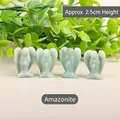 Hand-carved 2.5cm Amazonite angel figurines in natural pale green stone, set of 4 - Amazonite