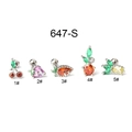 Five styles of 20G stainless steel fruit studs with colorful cubic zirconia stones - Cherry Style (1#) / Silver