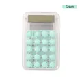 Mini portable calculator with transparent shell and mint green round buttons for office use - Green