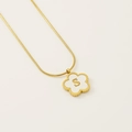 18K gold plated clover necklace with white shell inlay and gold letter S pendant - Letter S