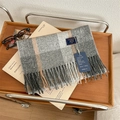 Classic British plaid scarf in grey and beige tones with soft tassels on a magazine - 12# Grey Plaid